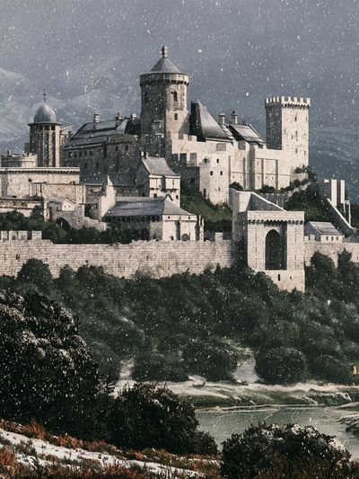 Snowy Castle Fortress Photography Poster. poster