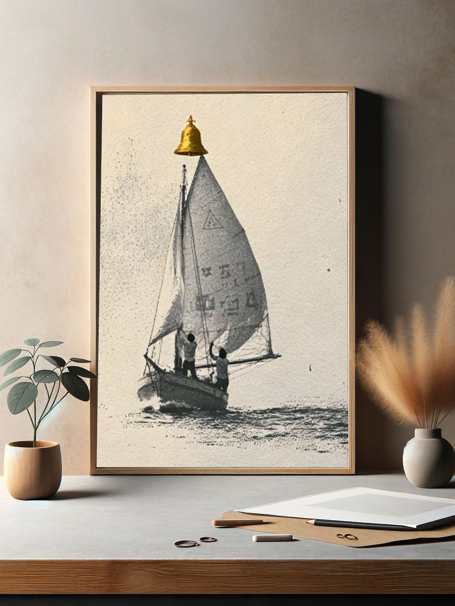 Sailing Boat with Bell Photography Poster. — room view 2