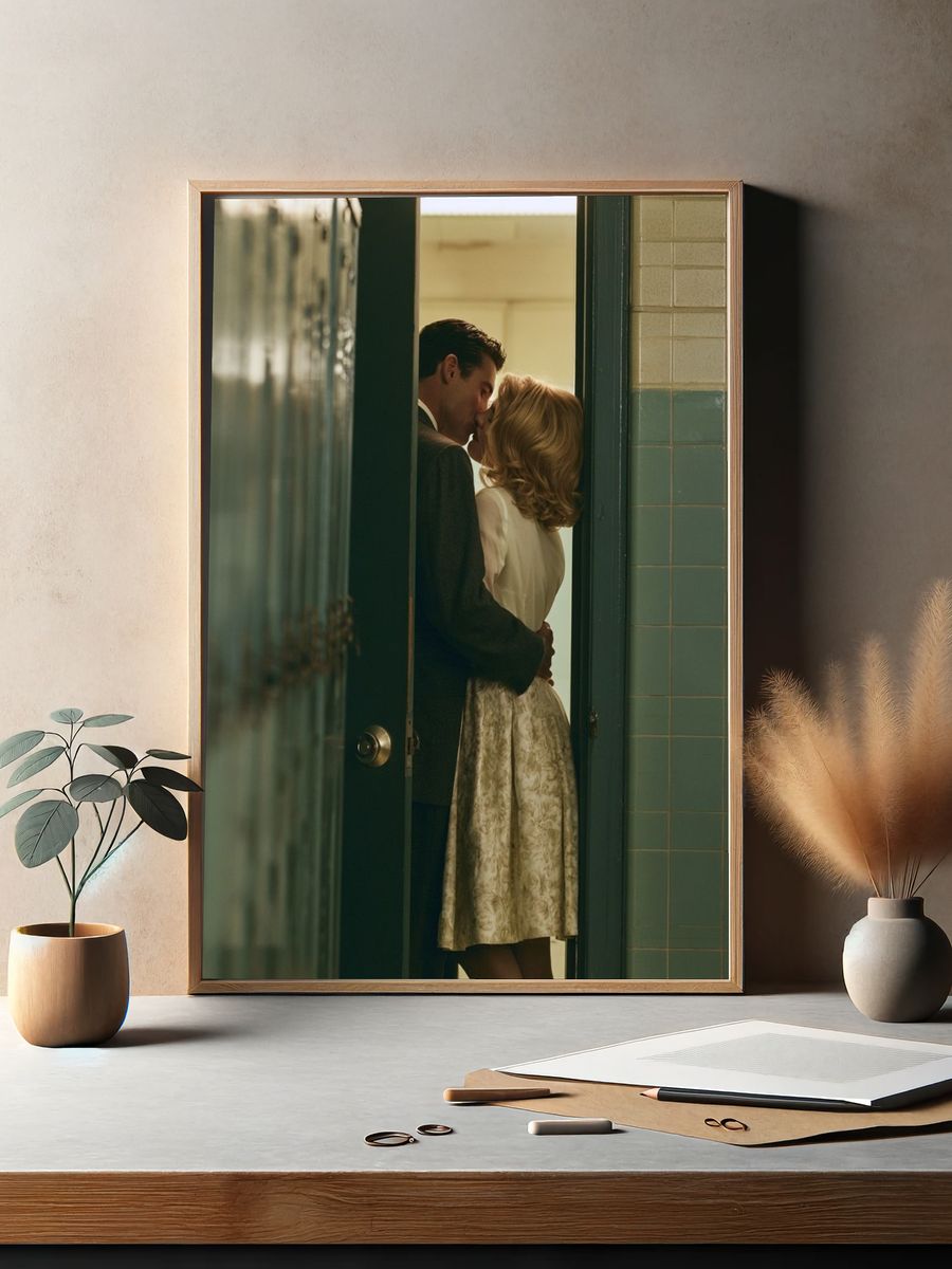 Retro Couple Kiss Photography Poster. — room view 2