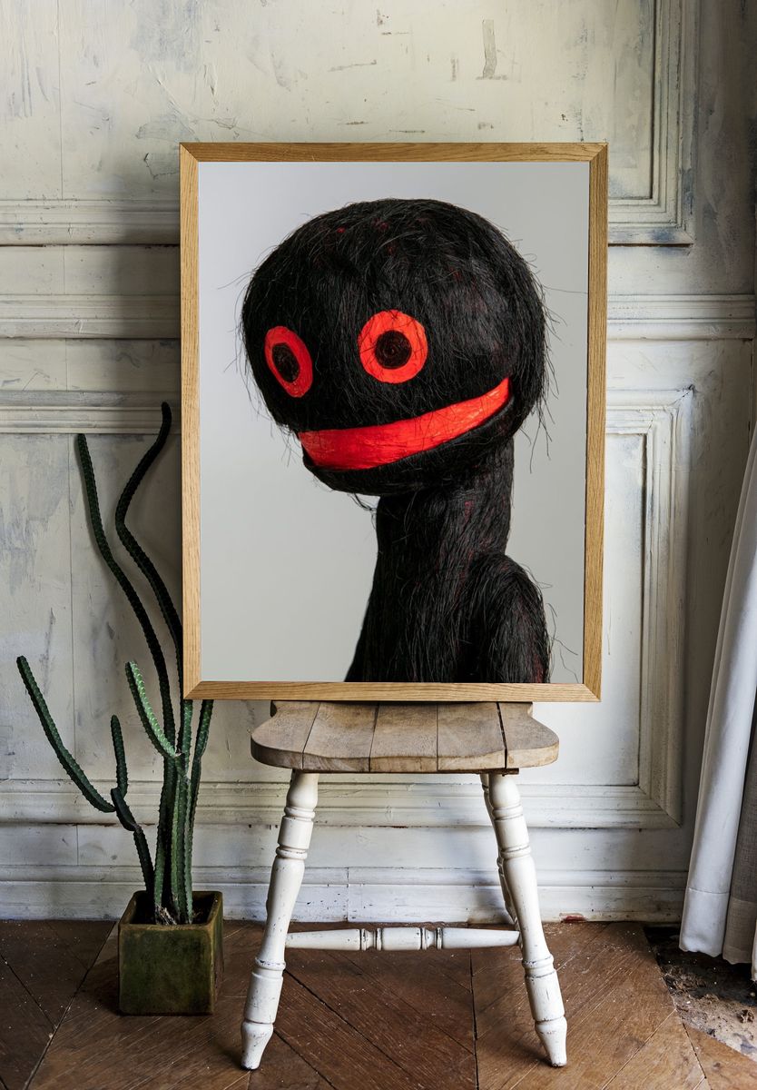 Black Masked Figure Photography Poster. — room view 1