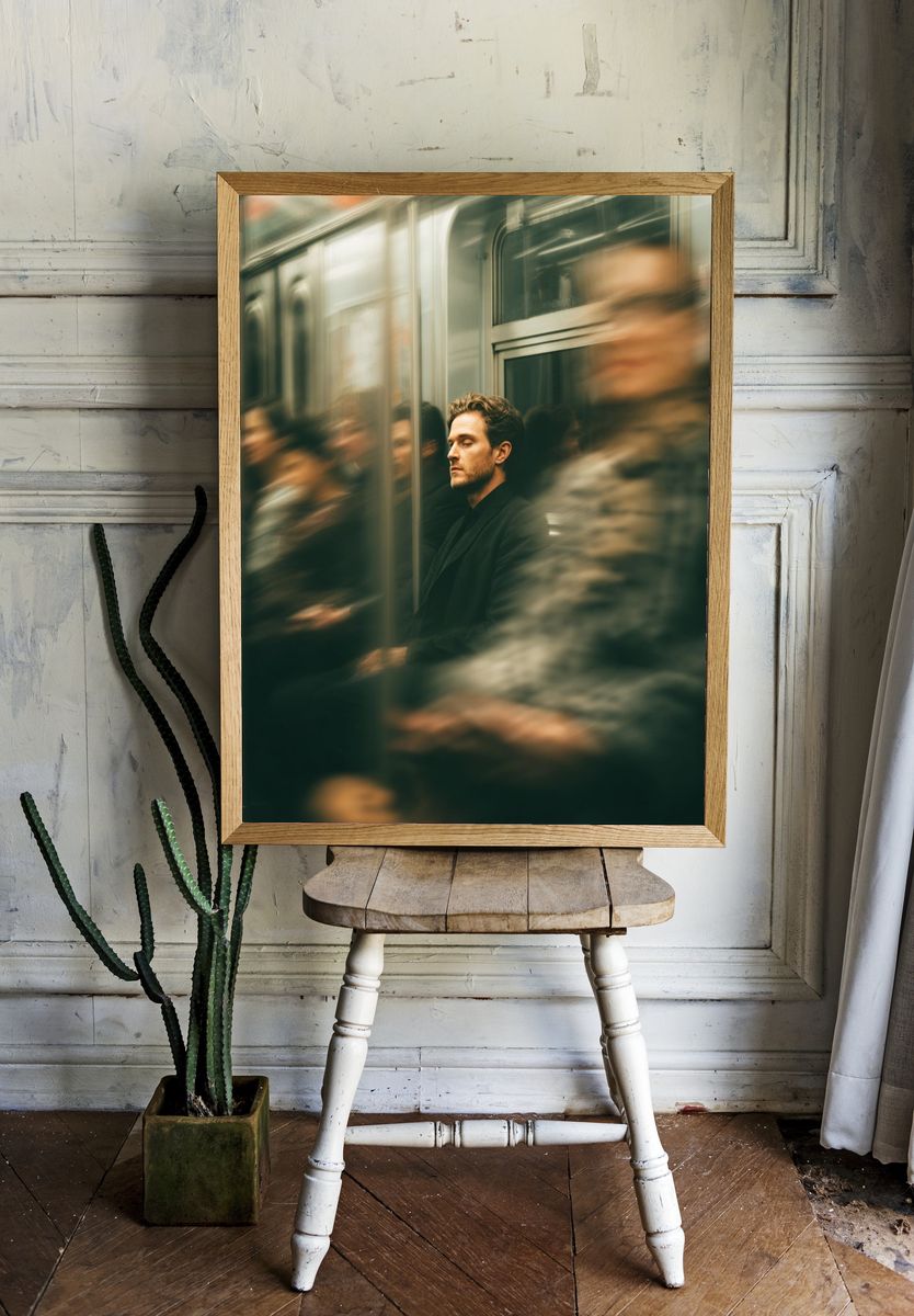 Subway Stillness Photography Poster. — room view 1