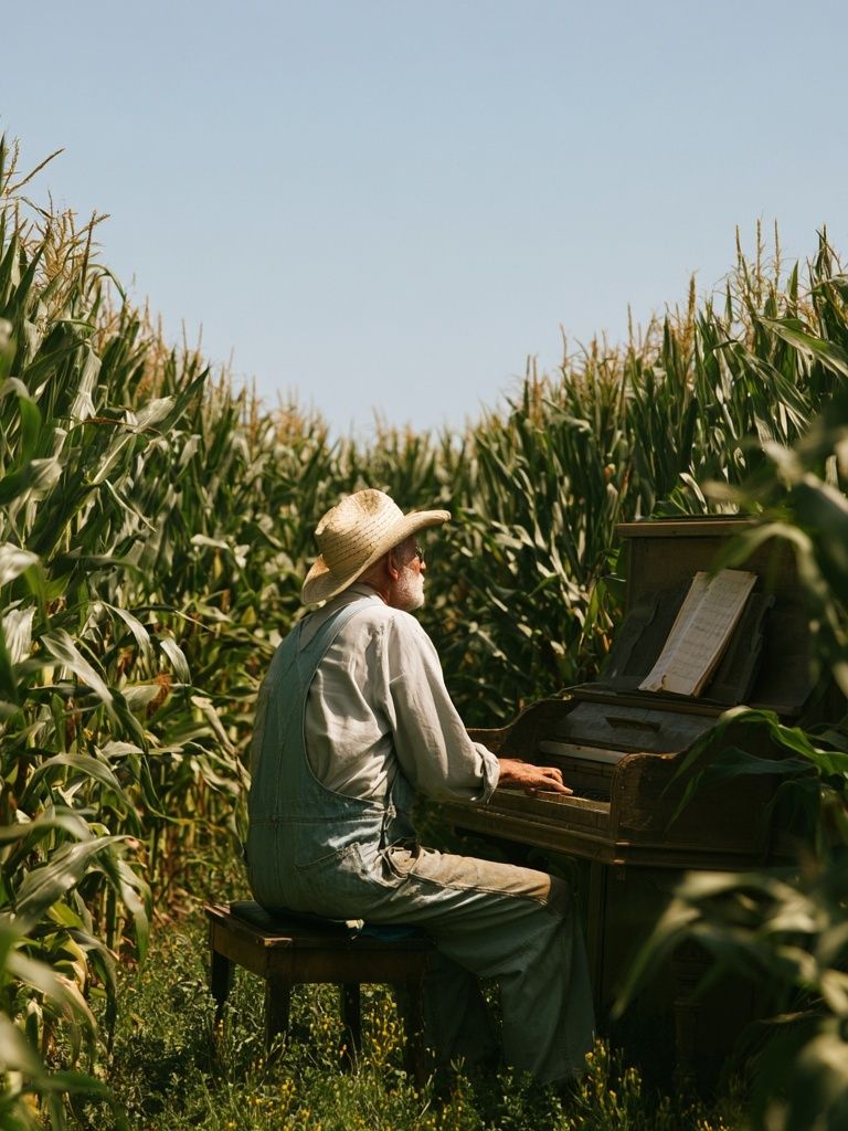 Piano in Cornfield Photography Poster. poster — photography art