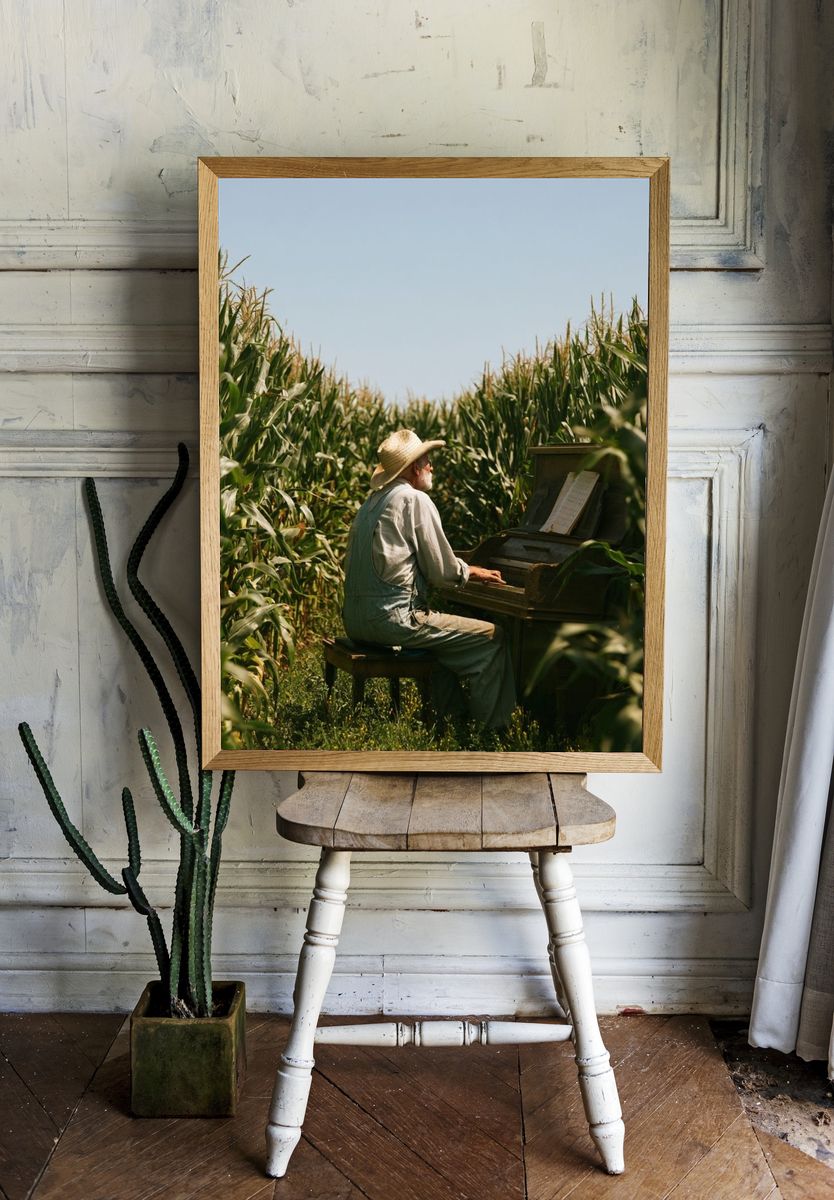 Piano in Cornfield Photography Poster. room preview