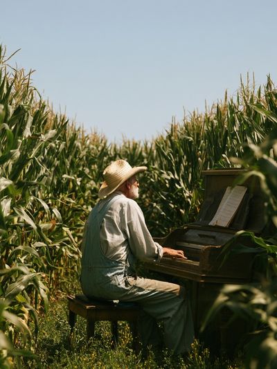 Piano in Cornfield Photography Poster. poster