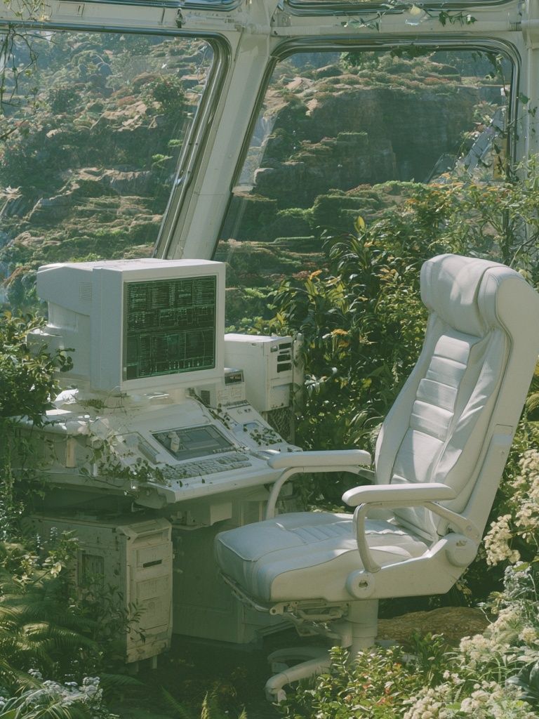 Overgrown Control Room Photography Poster. poster — photography art