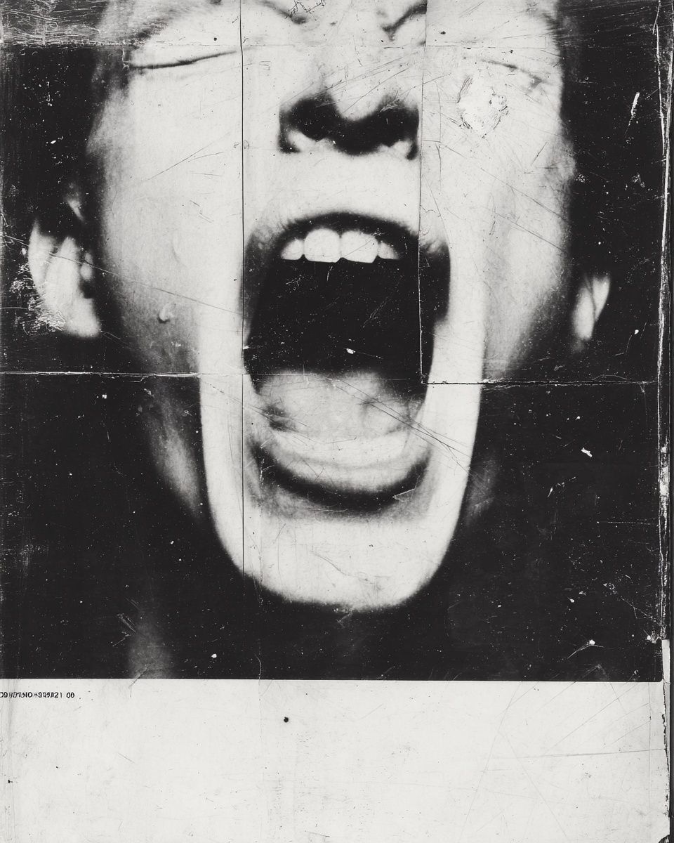 Screaming Face Black-White Poster. poster detail