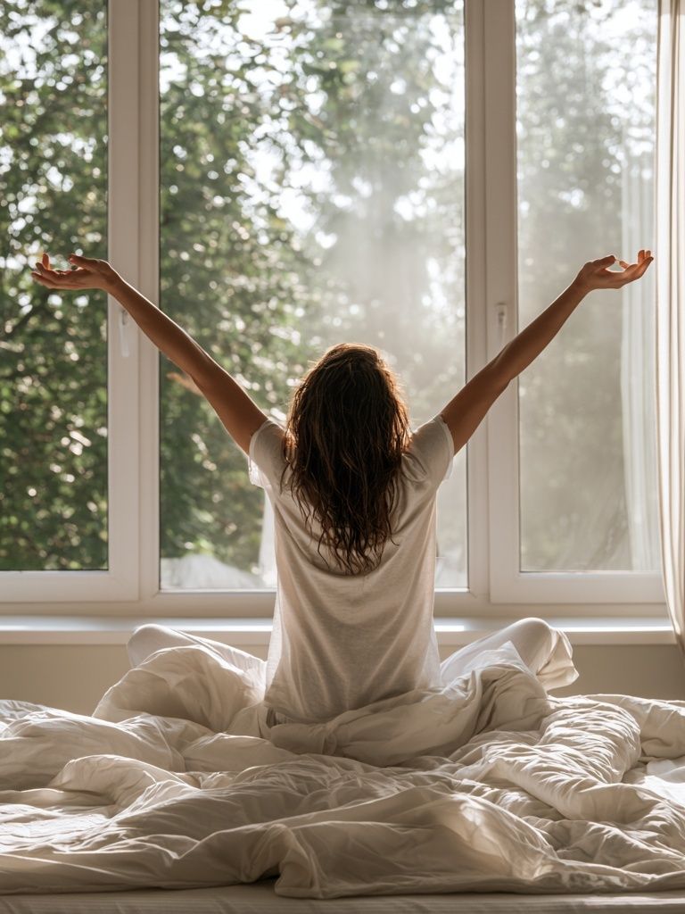 Morning Stretch Bedroom Photography Poster. poster detail