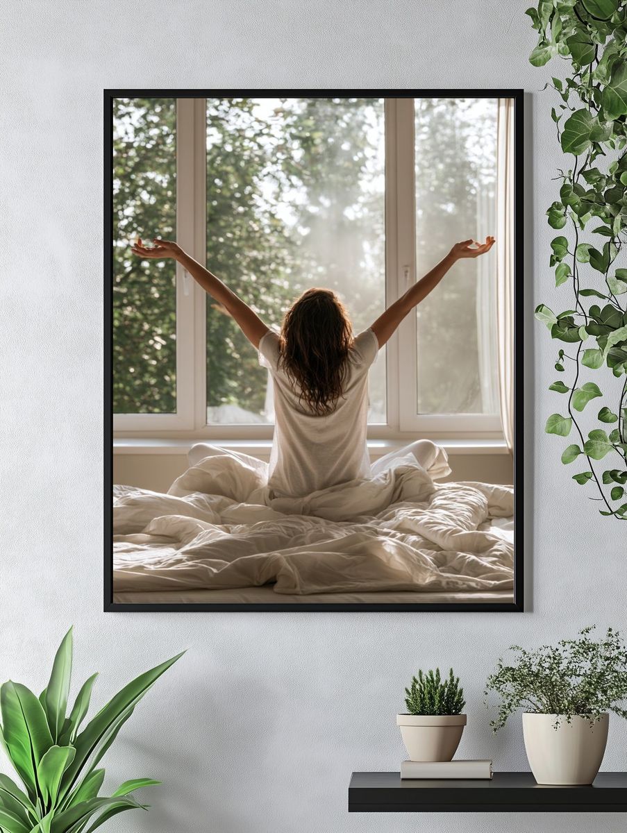 Morning Stretch Bedroom Photography Poster. — room view 4