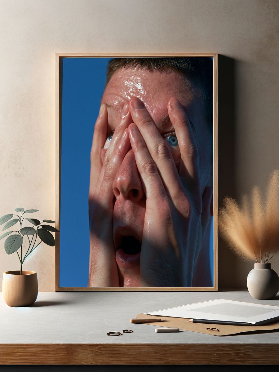 Shocked Face Portrait Print. — room view 2