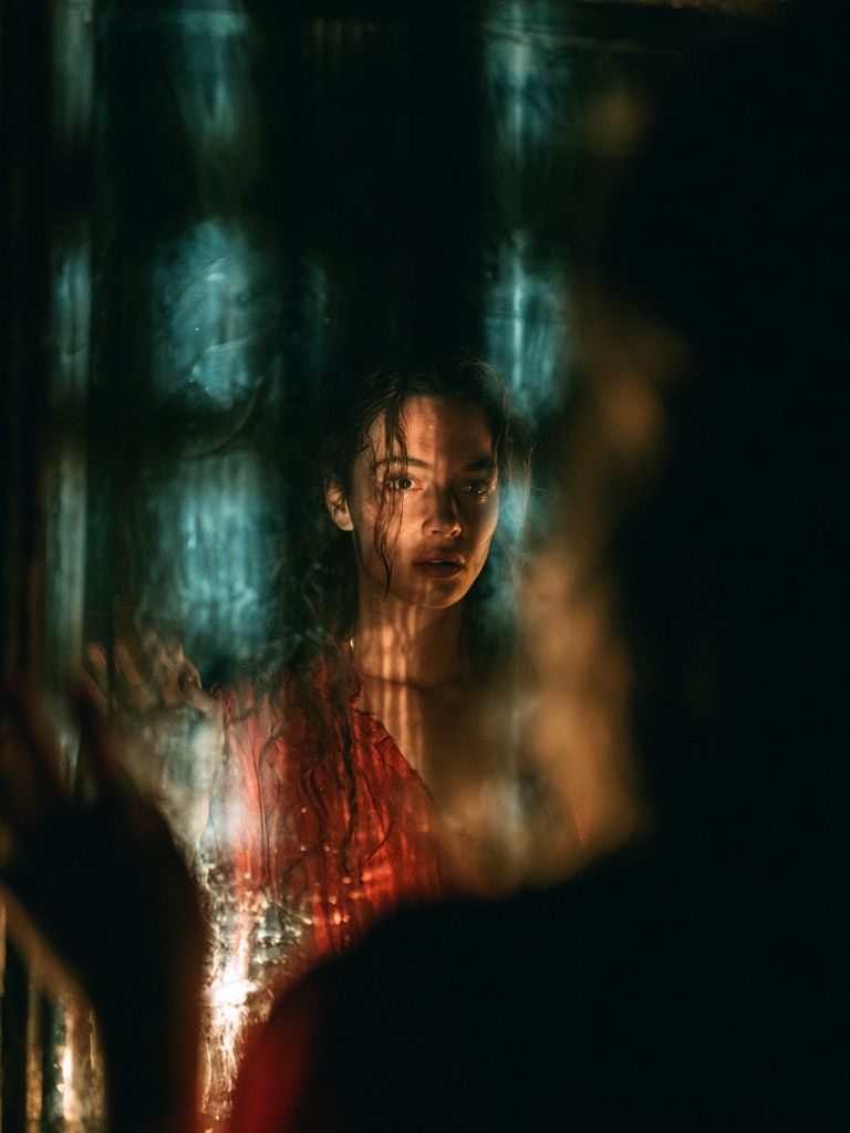 Moody Portrait in Red Poster. poster detail