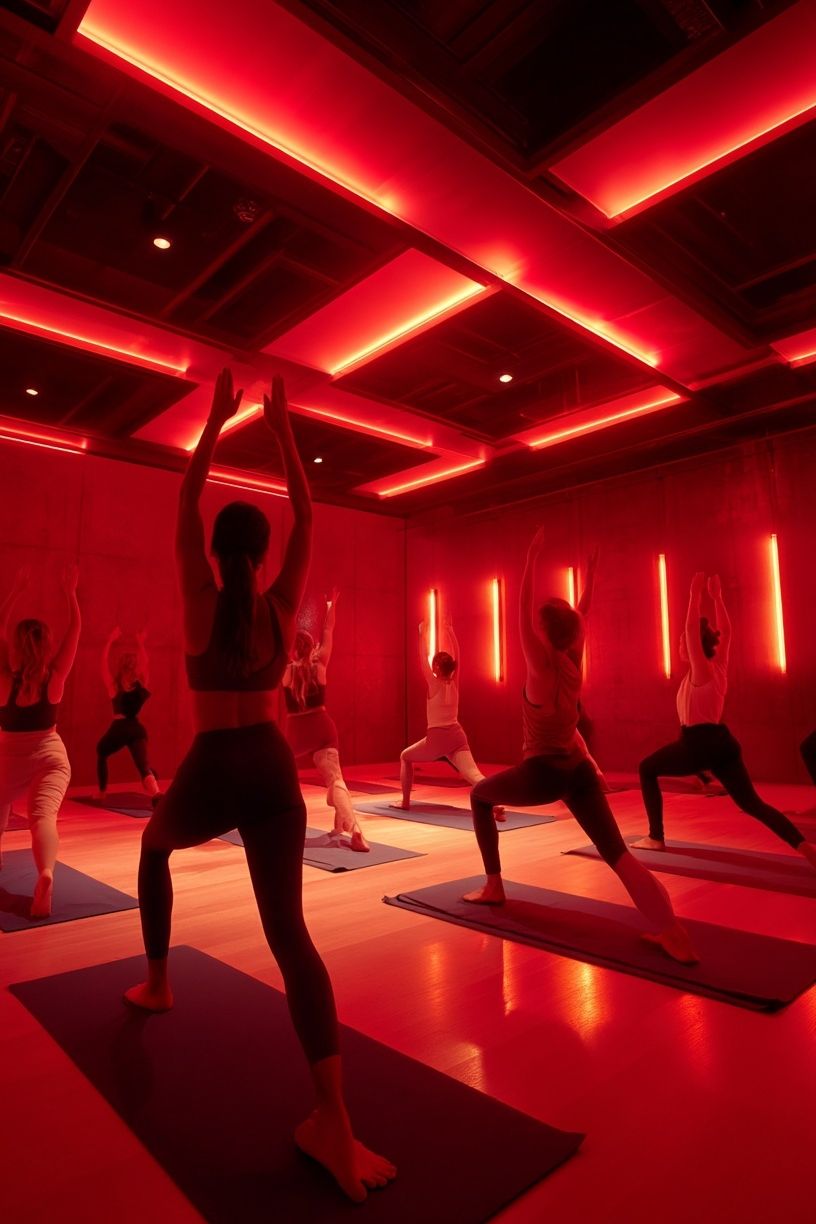 Red Neon Yoga Studio Photography Poster. poster detail