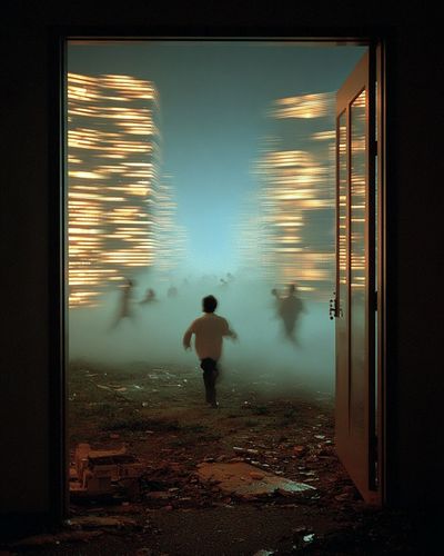 Foggy Doorway Run Photography Poster. poster print