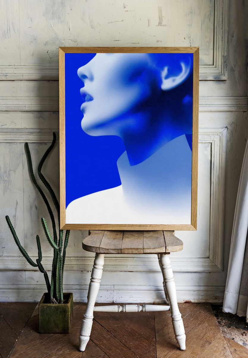 Blue Profile Portrait Photography Poster. — room view 1