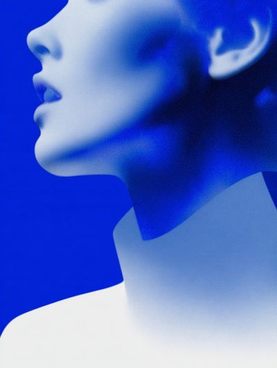 Blue Profile Portrait Photography Poster. poster print
