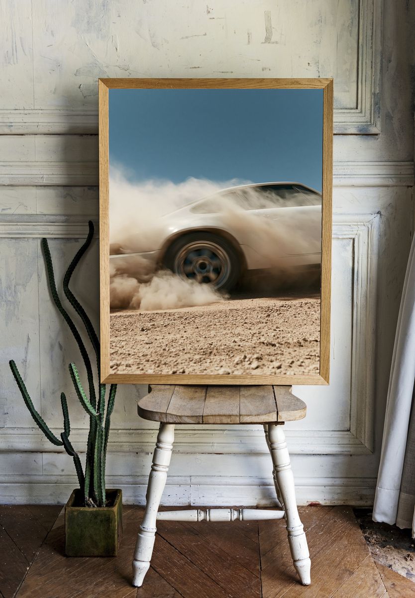 Desert Drift Car Photography Poster. — room view 1