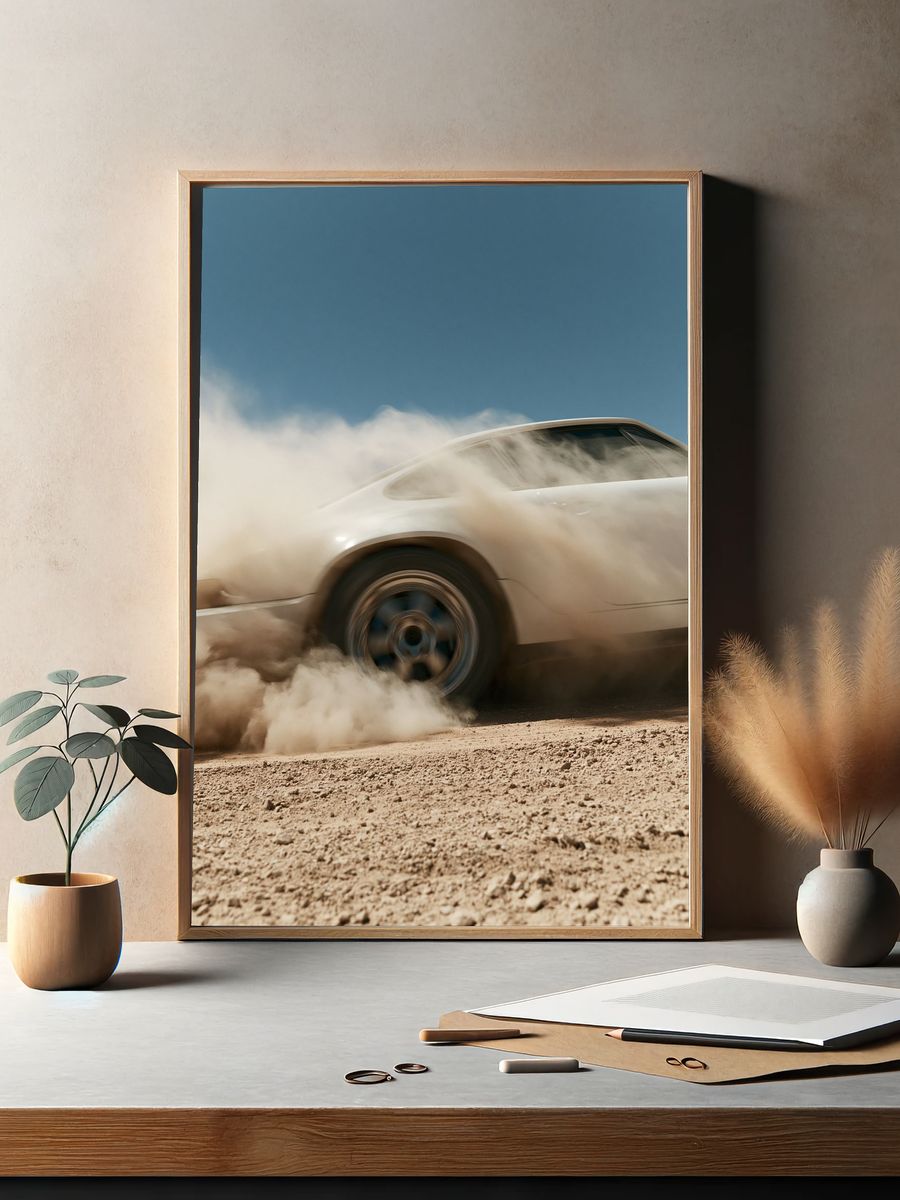 Desert Drift Car Photography Poster. — room view 2