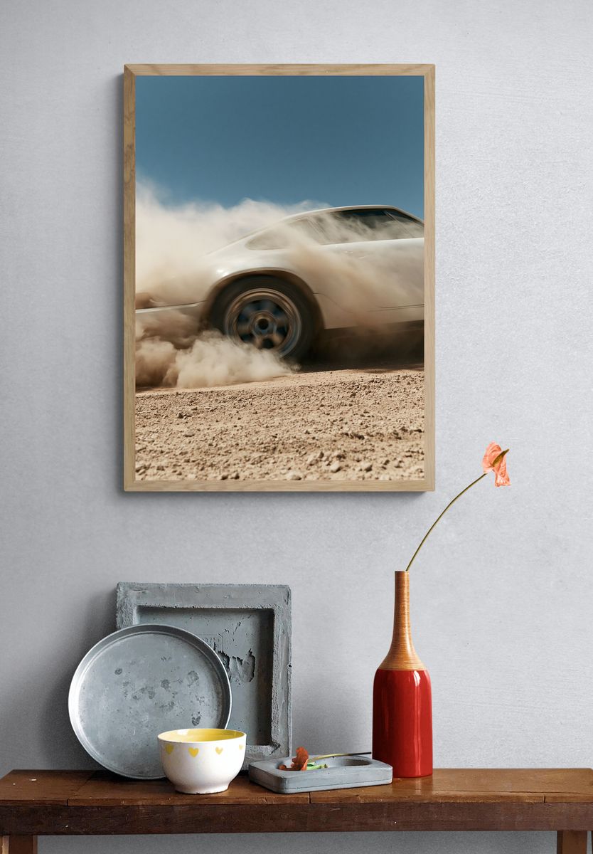 Desert Drift Car Photography Poster. — room view 3