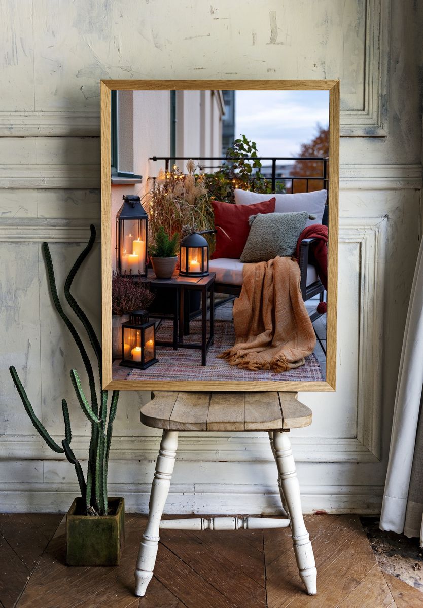 Cozy Balcony Evening Photography Poster. room preview