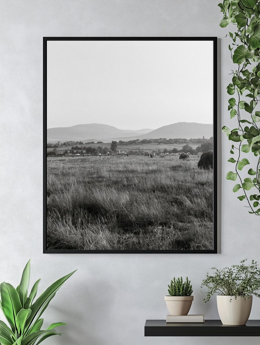 Misty Grassland Landscape Print. — room view 4