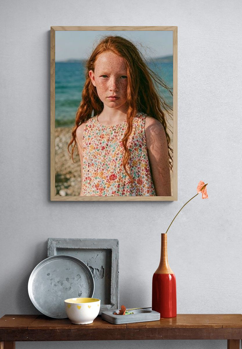 Freckled Girl by the Sea Photography Poster. — room view 3