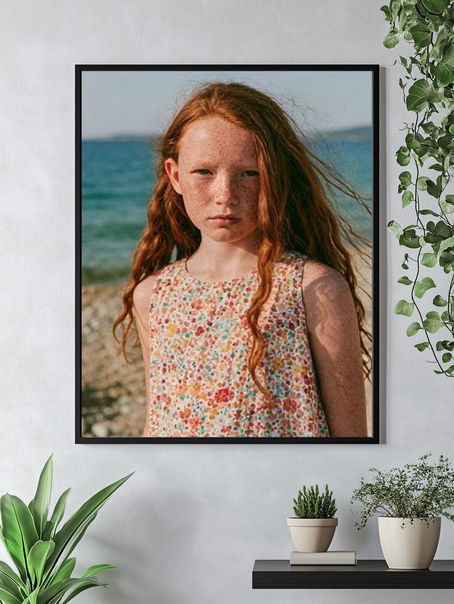 Freckled Girl by the Sea Photography Poster. — room view 4