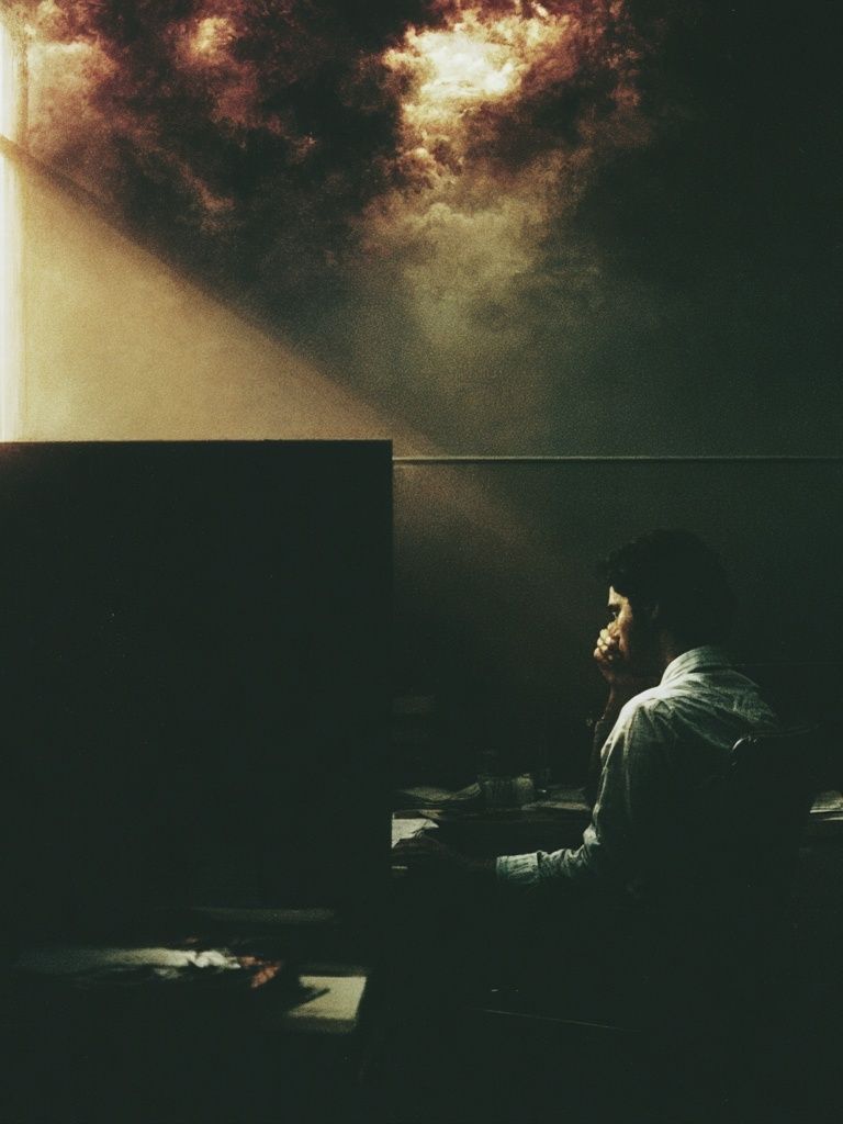 Moody Office Light Photography Poster. poster — photography art