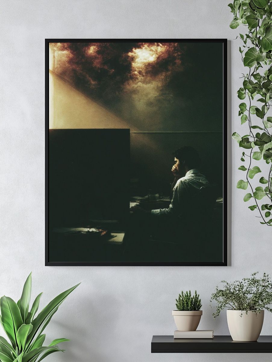 Moody Office Light Photography Poster. — room view 4