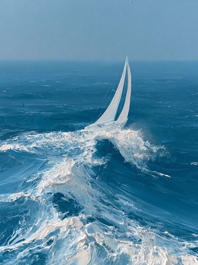 Sailing Through Blue Waves Poster.