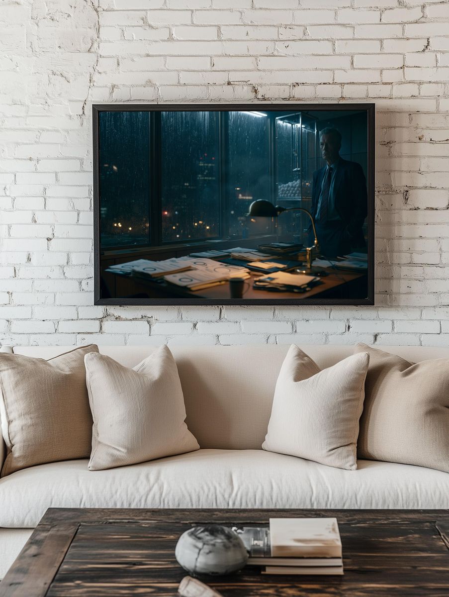 Rainy Office Noir Photography Poster. — room view 1
