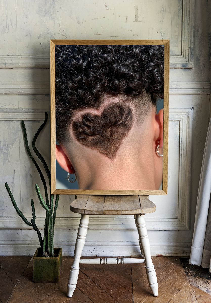 Curly Heart Undercut Photography Poster. — room view 1