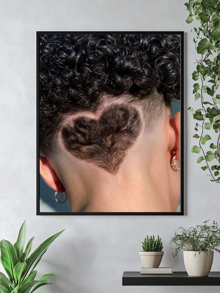 Curly Heart Undercut Photography Poster. — room view 4