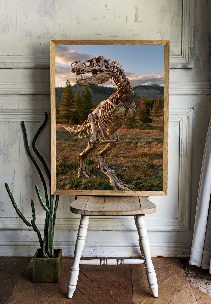 Tyrannosaurus Skeleton Landscape Poster. — room view 1