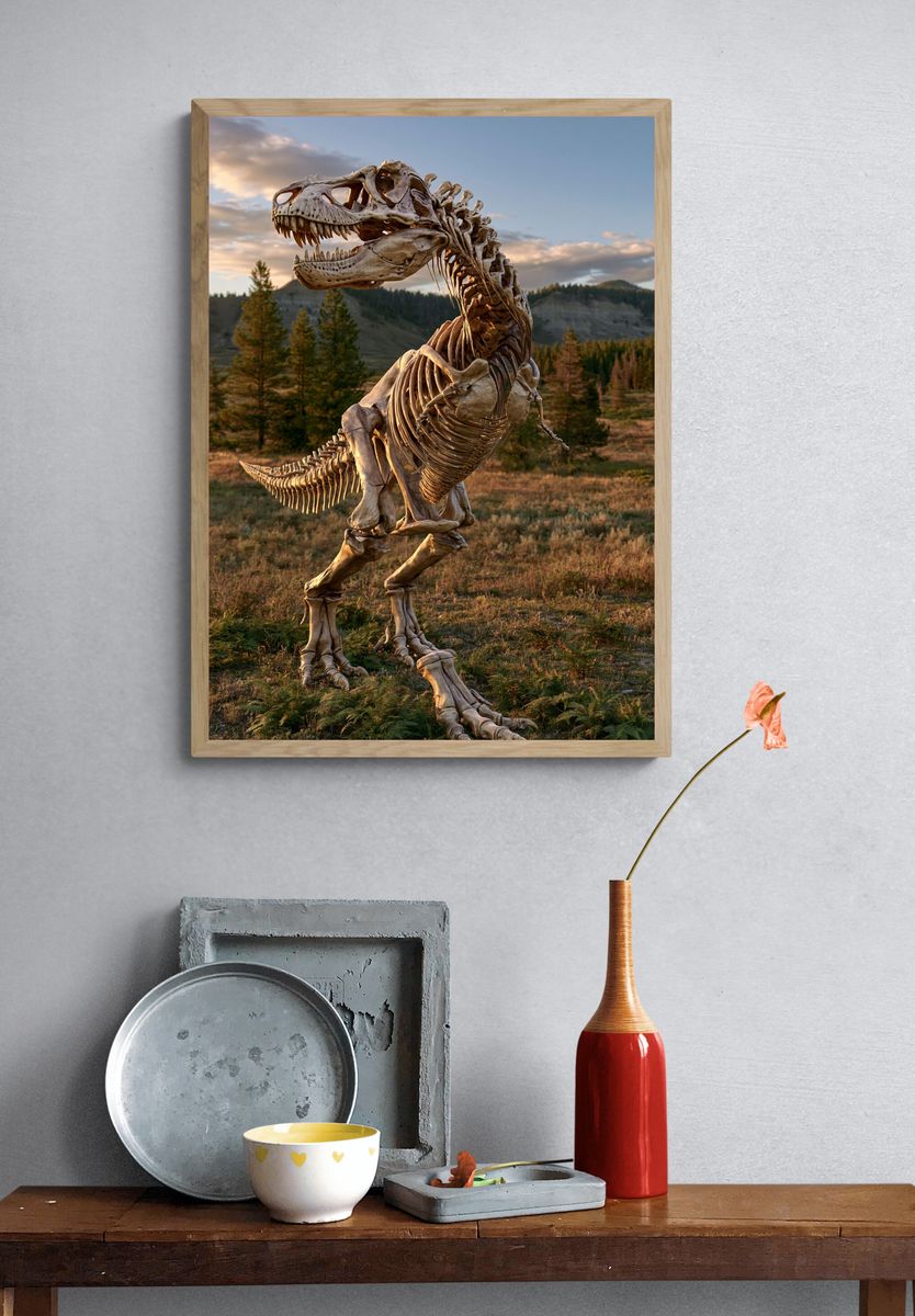 Tyrannosaurus Skeleton Landscape Poster. — room view 3