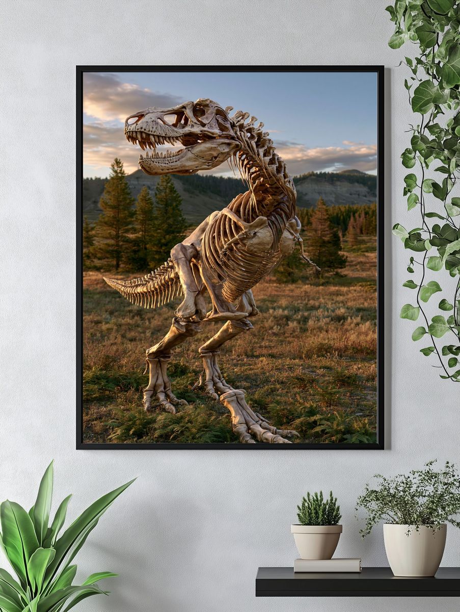 Tyrannosaurus Skeleton Landscape Poster. — room view 4