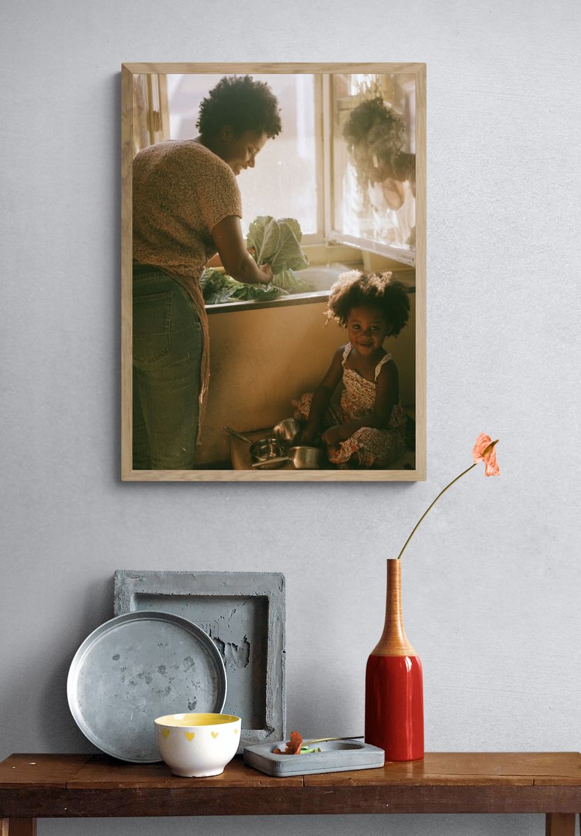 Sunlit Kitchen Moment Photography Poster. — room view 3