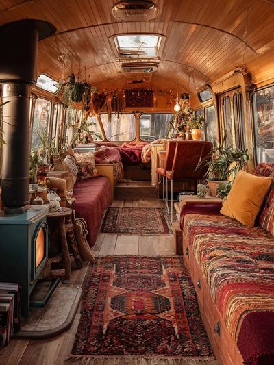 Boho Bus Interior Photography Poster. poster