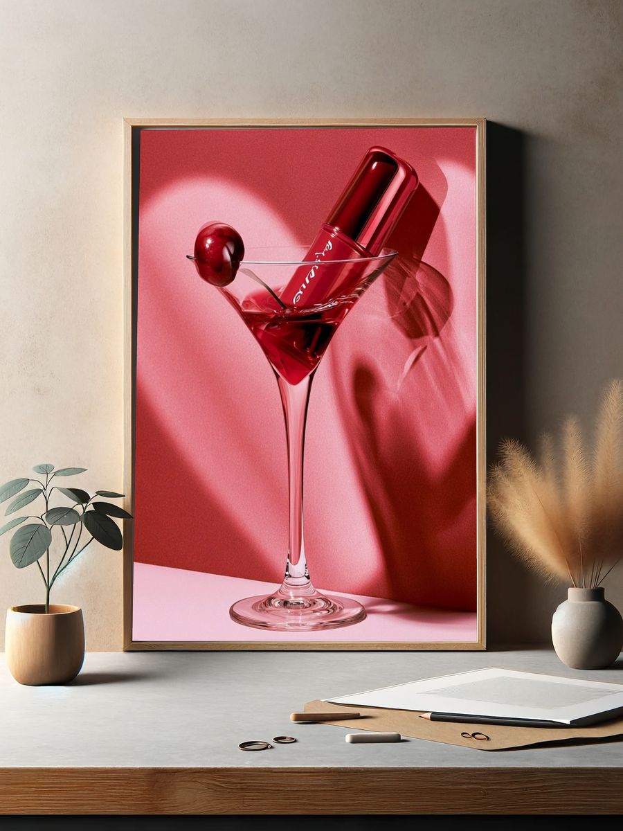 Red Cocktail Lipstick Poster. — room view 2