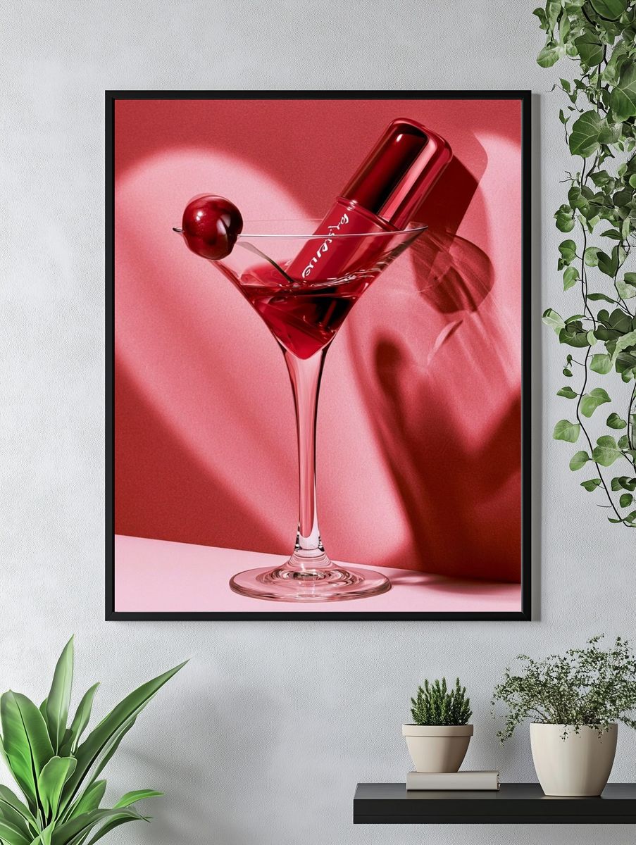 Red Cocktail Lipstick Poster. — room view 4