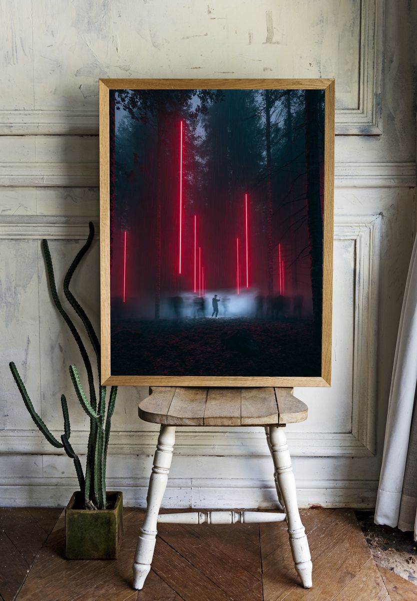 Neon Forest Light Installation Poster. room preview