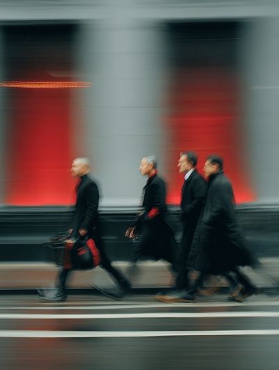 Blurred Street Walkers Photography Poster.