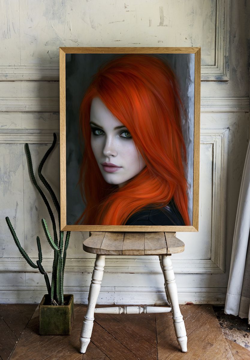 Red-Haired Portrait Photography Poster. — room view 1