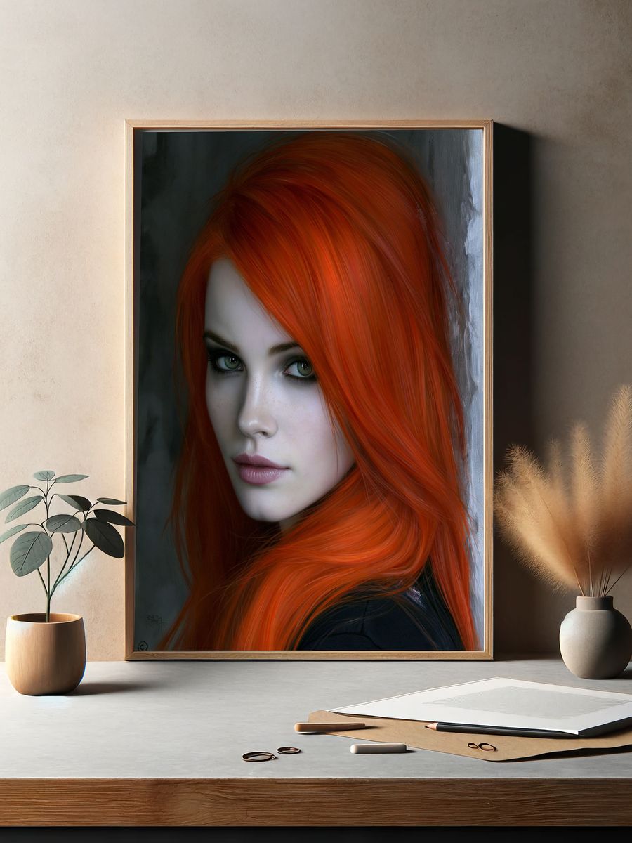Red-Haired Portrait Photography Poster. — room view 2