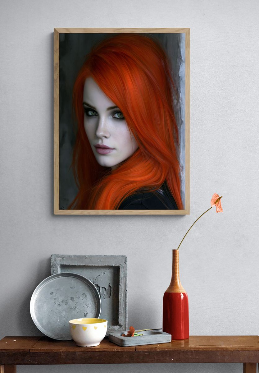 Red-Haired Portrait Photography Poster. — room view 3