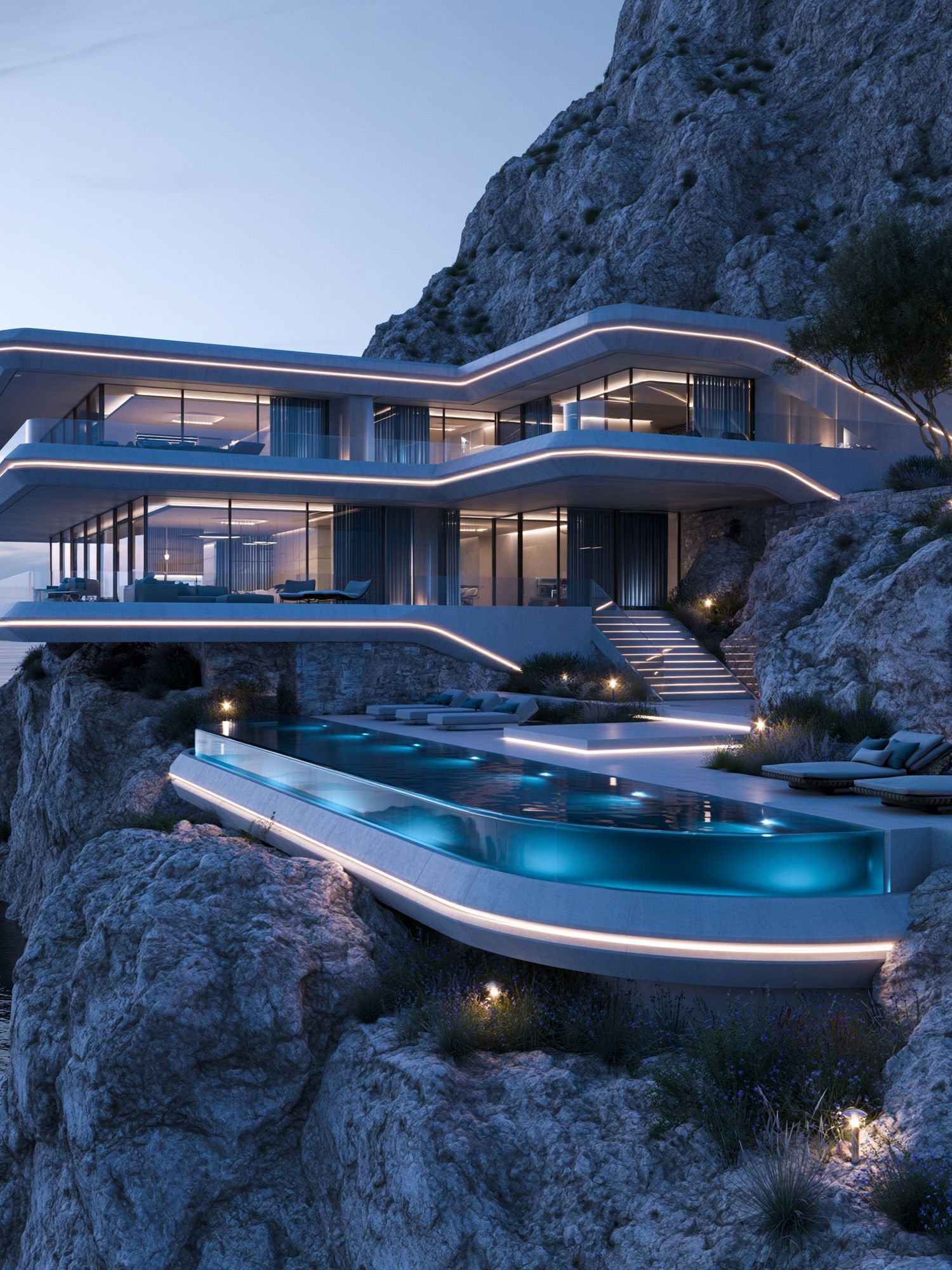 Cliffside Modern Villa Photography Poster. poster detail