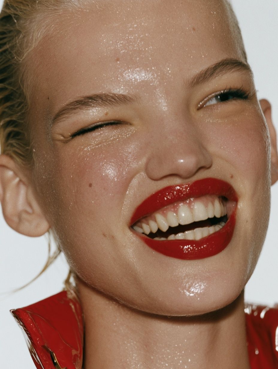 Glossy Red Lips Portrait Poster. poster — photography art
