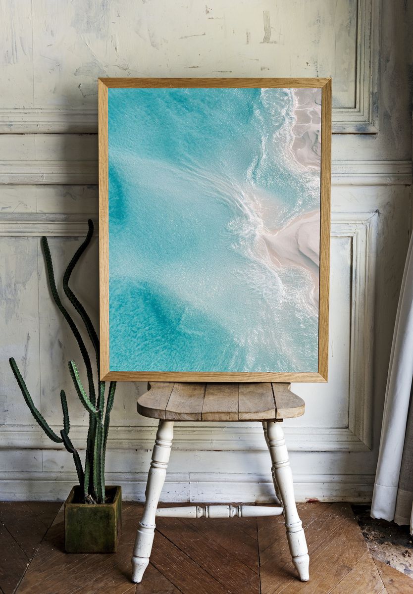 Turquoise Shoreline Aerial Photography Poster. room preview