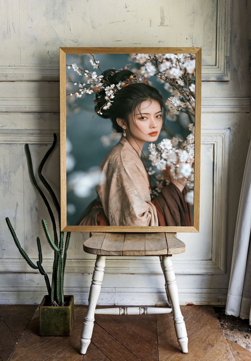 Cherry Blossom Portrait Photography Poster. — room view 1