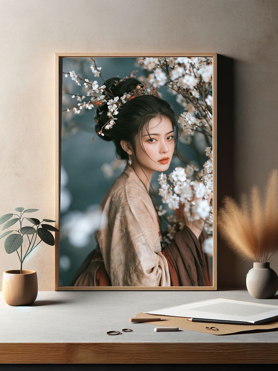 Cherry Blossom Portrait Photography Poster. — room view 2