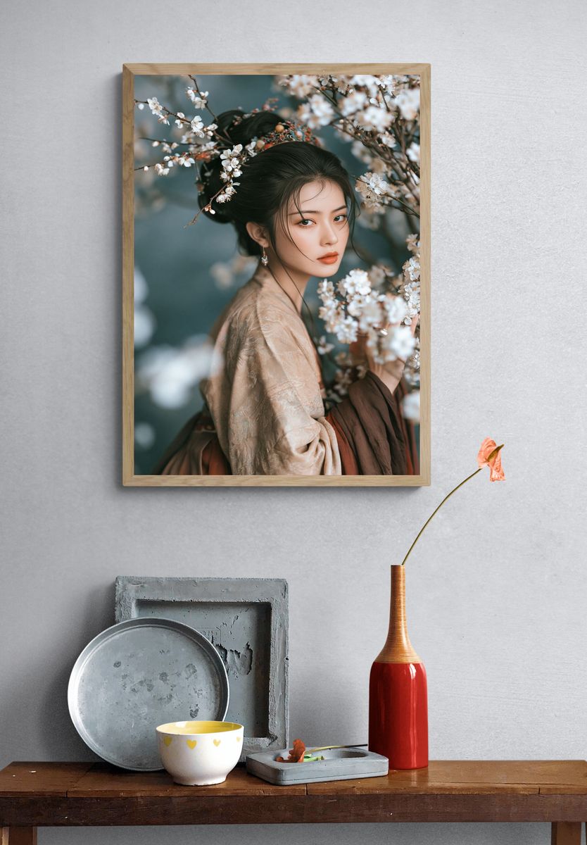Cherry Blossom Portrait Photography Poster. — room view 3