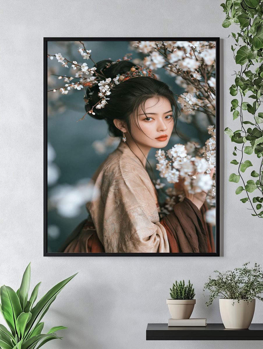 Cherry Blossom Portrait Photography Poster. — room view 4